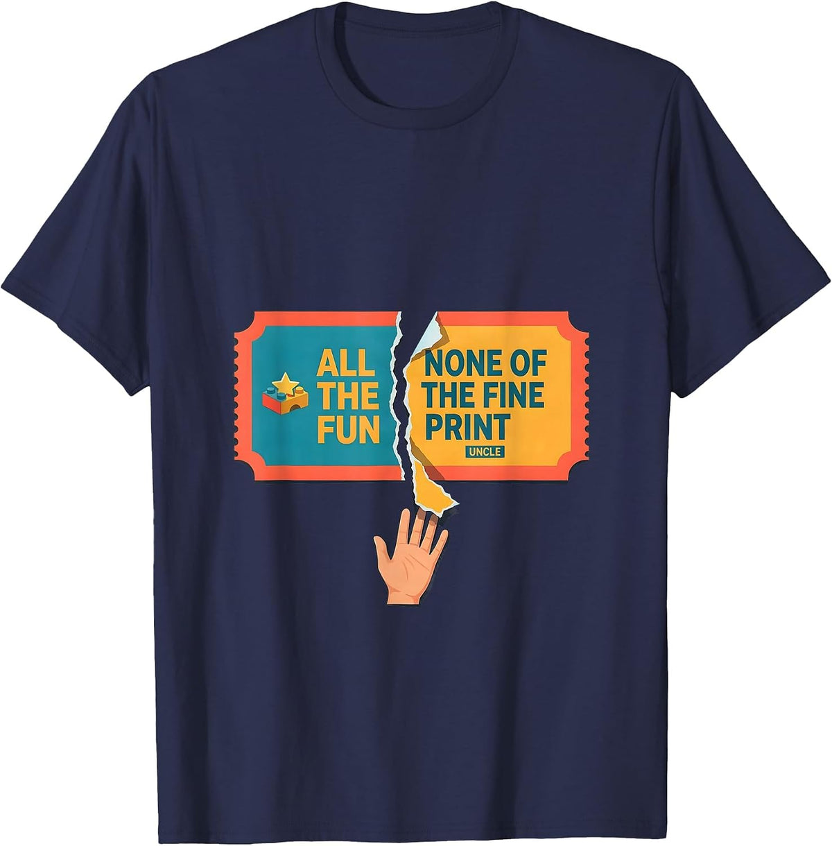 Men's All The Fun None Of The Fine Print Uncle Funny T-Shirt - Navy Blue