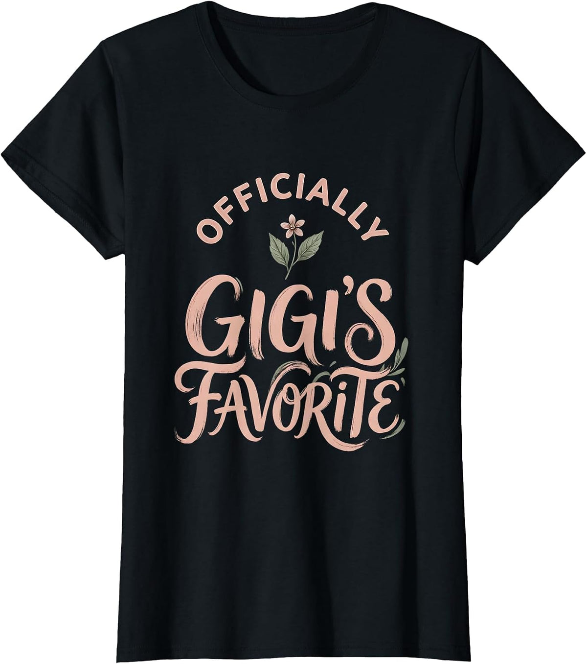 Women's Officially Gigi's Favorite Boho Typography Grandma Gift T-Shirt - Black