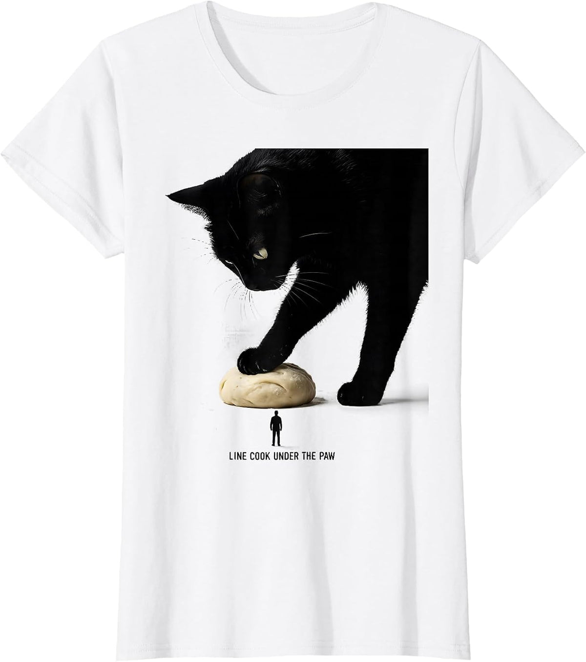 Women's Line Cook Under the Paw Funny Cat Lover Bakery Humor T-Shirt - White