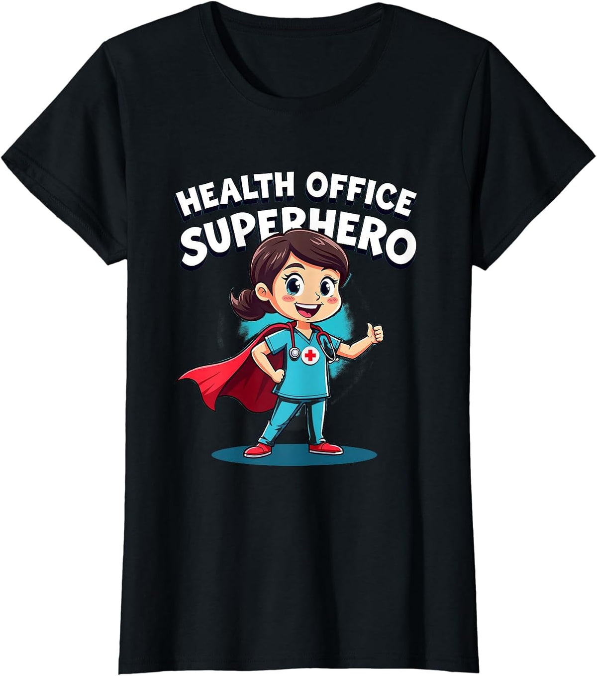 Health Office Superhero School Nurse Design T-Shirt - Black