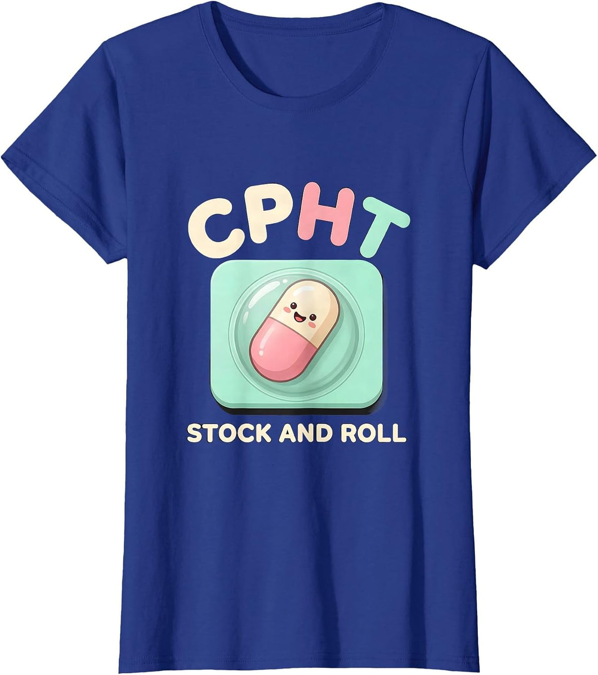 Women's CPhT Stock And Roll Cute Kawaii Pharmacy Technician Gift T-Shirt - Royal Blue
