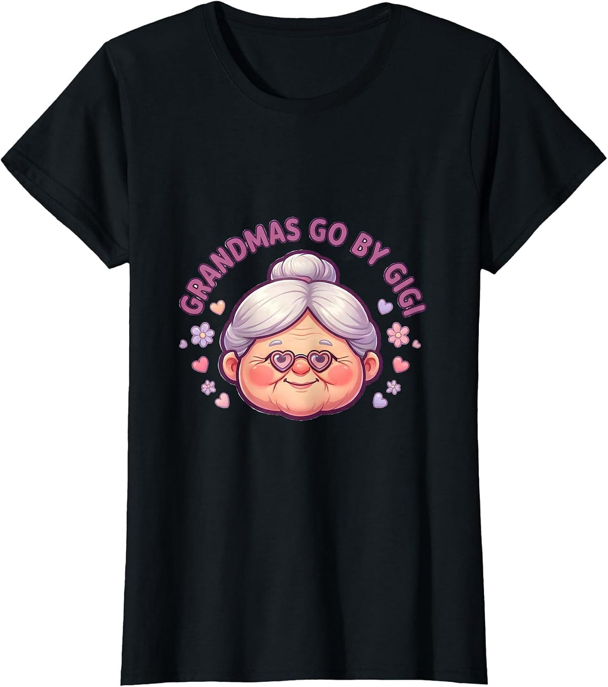 Grandmas Go By Gigi Grandmother Design T-Shirt - Black