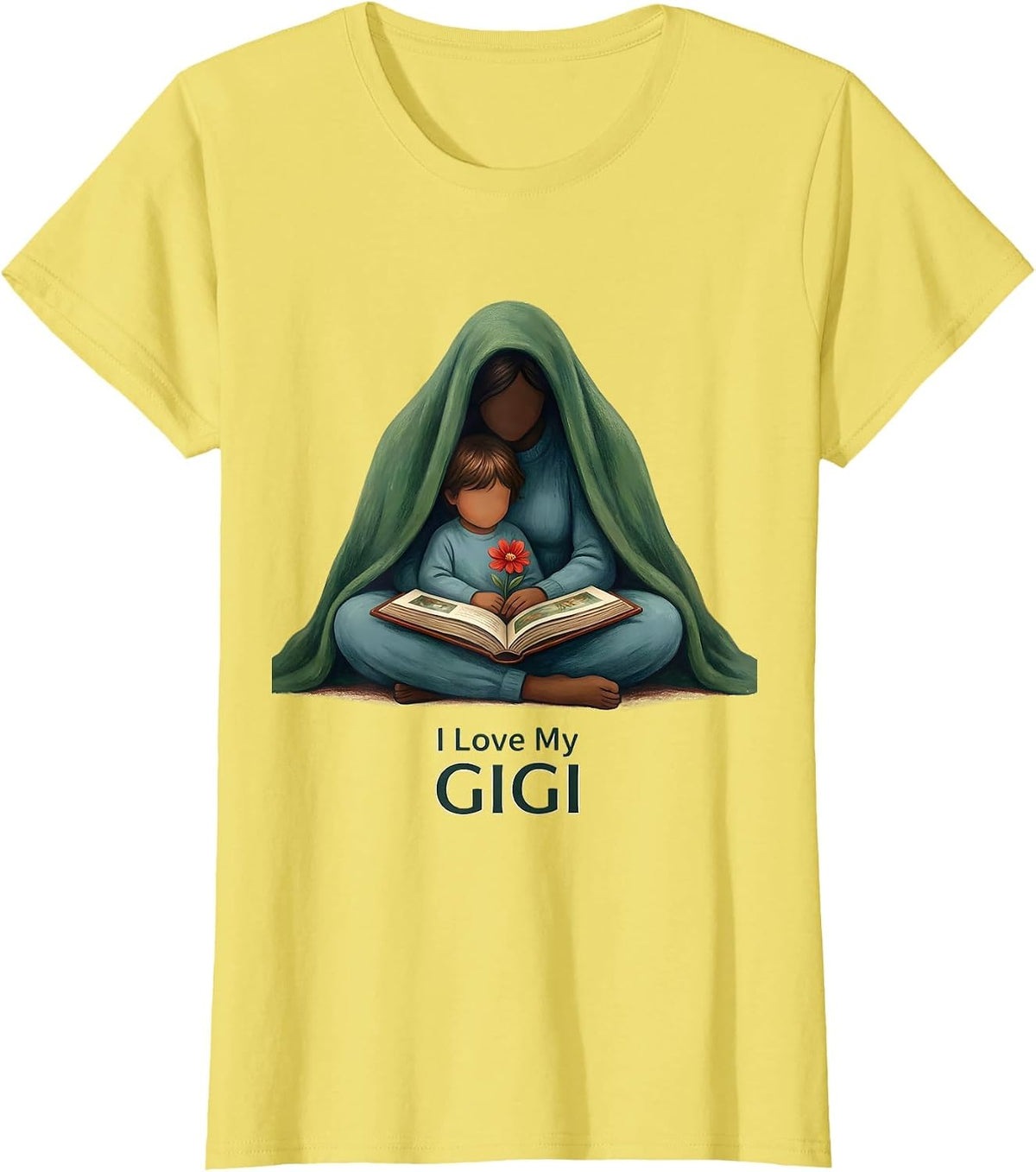 I Love My Gigi Storybook Grandma And Grandkids Grandparents T-Shirt - Lemon Yellow