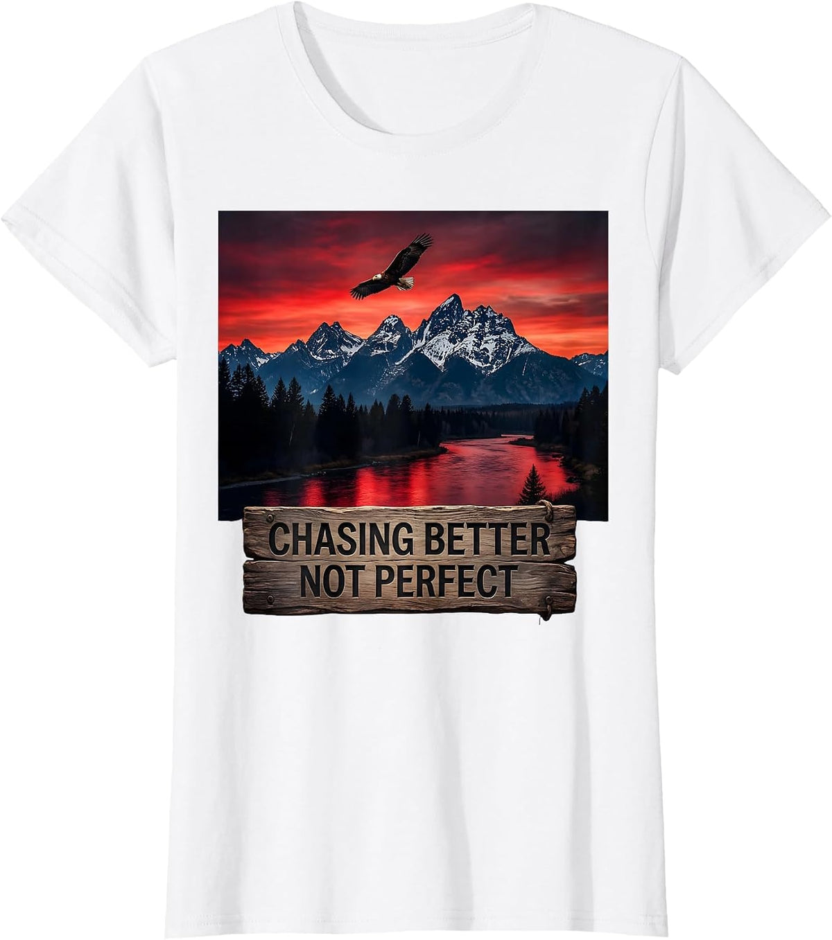 Chasing Better Not Perfect Growth Mindset Design T-Shirt - White