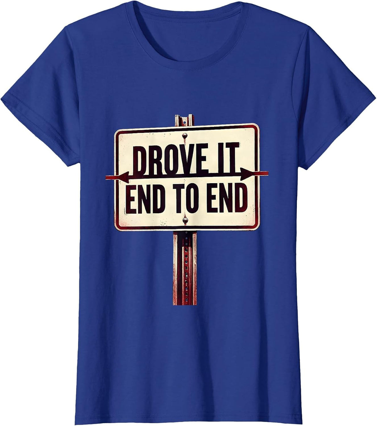 Women's Drove It End To End Stenciled Road Trip Centennial Keepsake T-Shirt - Royal Blue