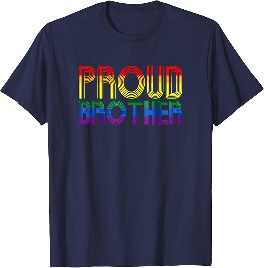 Proud Brother Pride Month LGBTQ Matching Family T-Shirt - Navy Blue