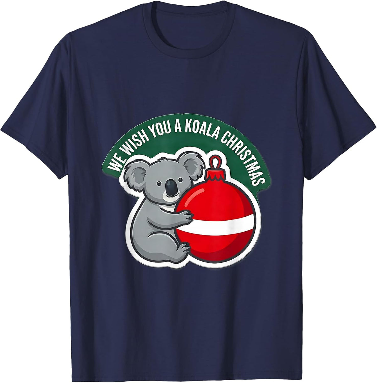 Men's We Wish You A Koala Christmas Cute Koala Lover Funny Holiday T-Shirt - Navy Blue