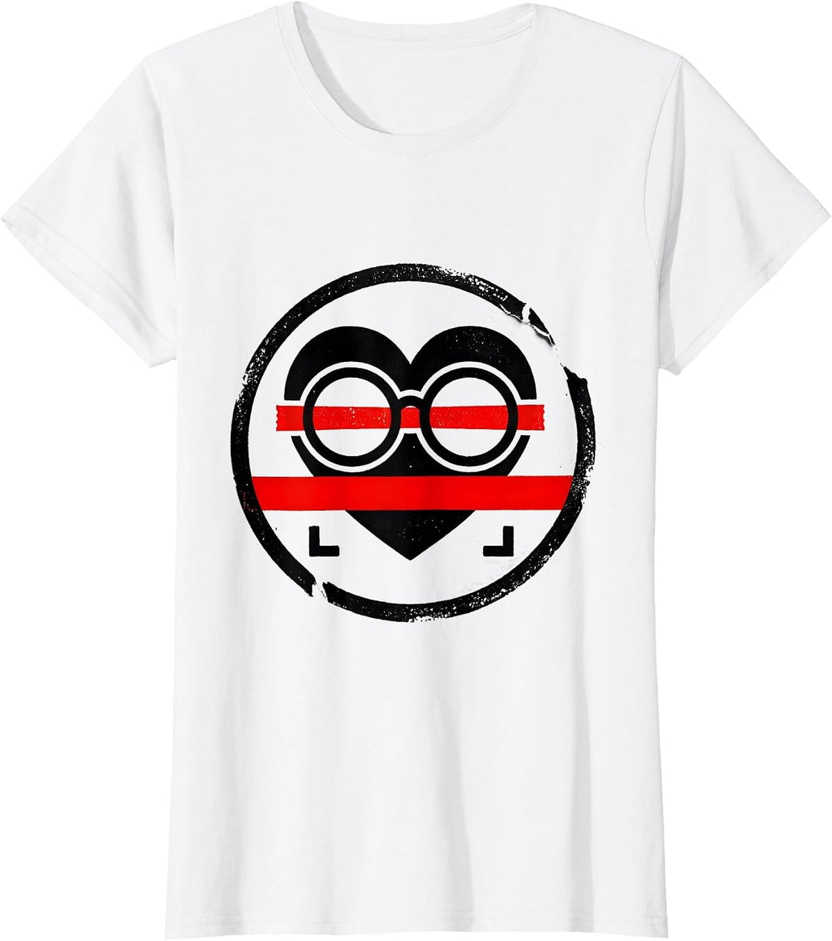 Women's Sealed Nerd Heart Stamp Badge Humor T-Shirt - White