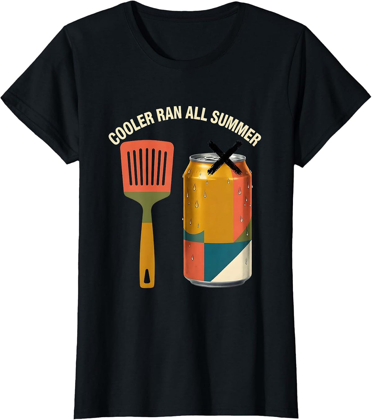 Cooler Ran All Summer Funny Midcentury Modern Beer Lover T-Shirt - Black