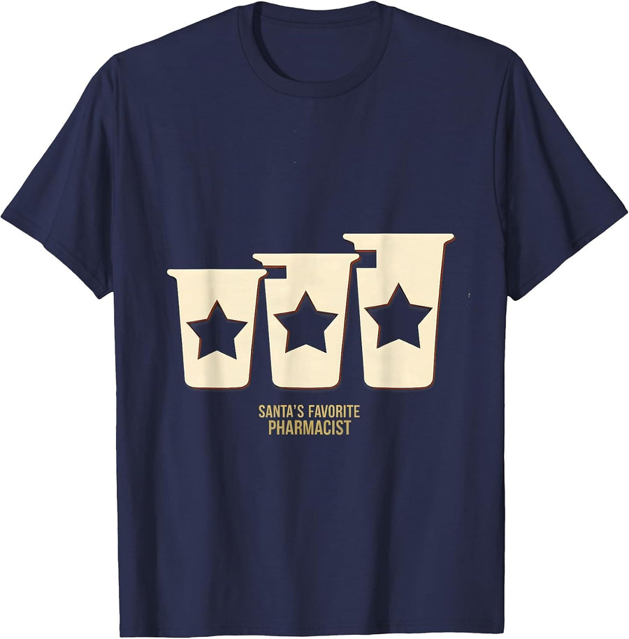 Santa's Favorite Pharmacist Vintage Funny Pharmacy T-Shirt - Navy Blue