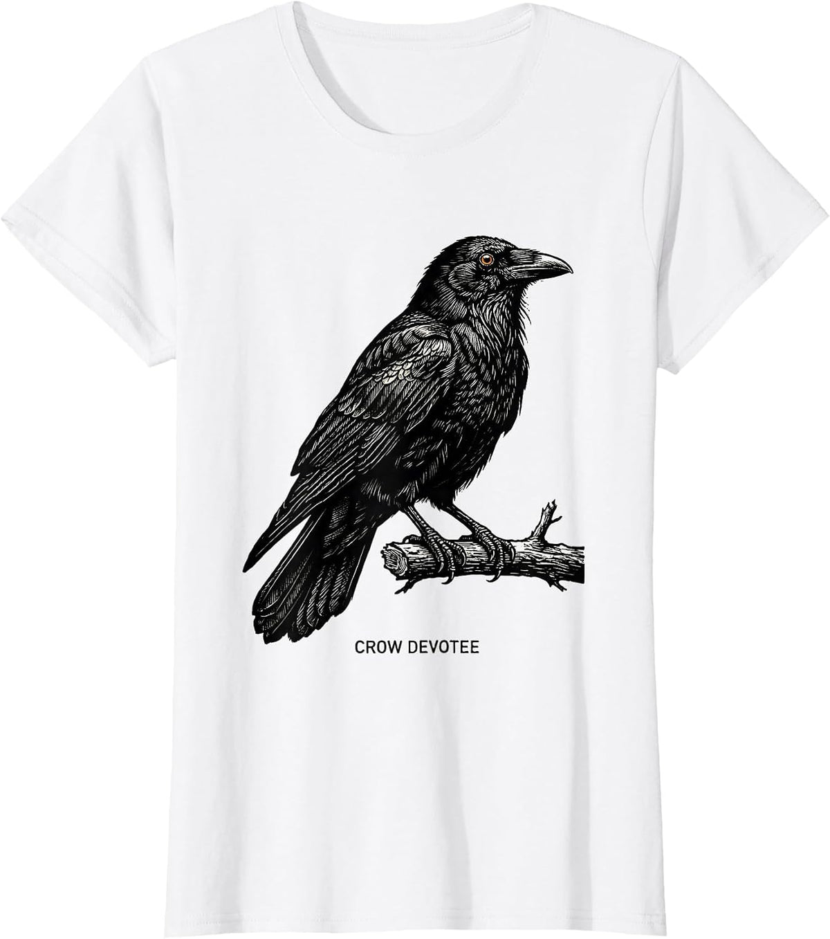 Crow Devotee Gothic Nature Bird Enthusiast Dark Humor T-Shirt - White