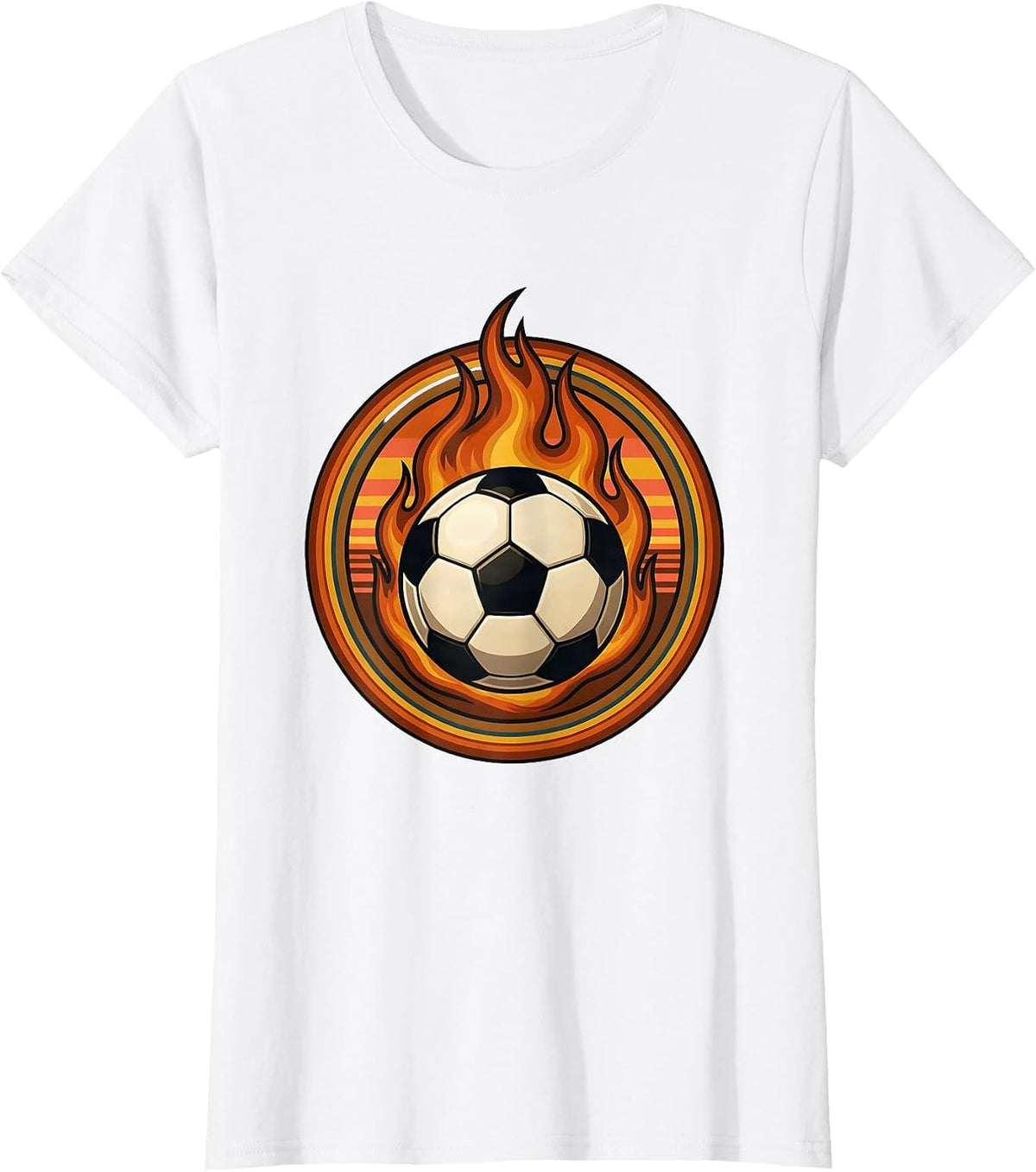 Flaming Soccer Ball Fire Soccer Saturdays T-Shirt - White