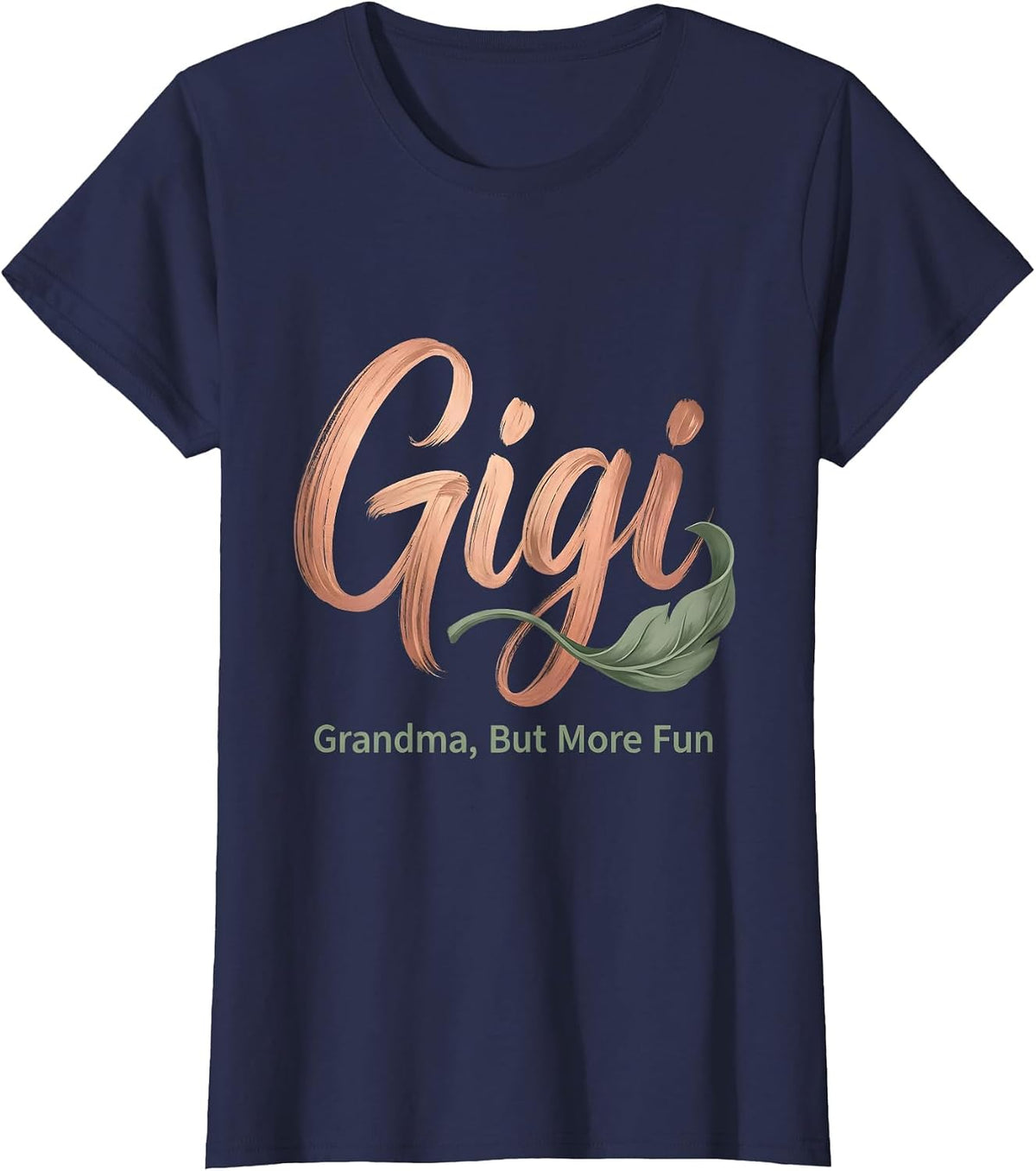Women's Gigi Grandma But More Fun Funny Boho Typography Grandmother T-Shirt - Navy Blue