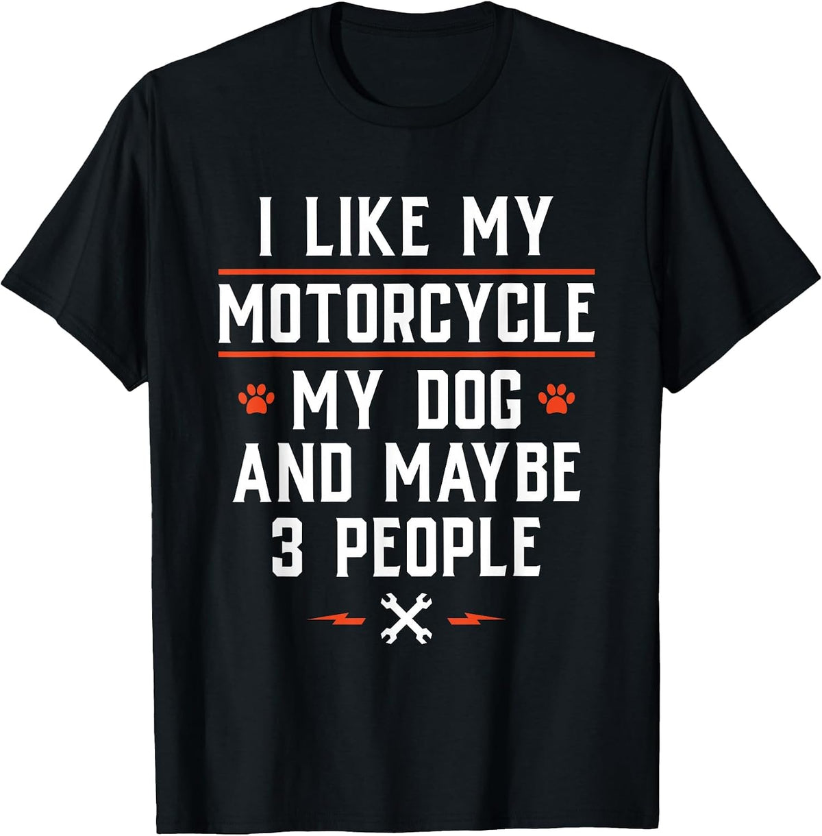 I Like My Motorcycle My Dog and Maybe 3 People - Funny Biker T-Shirt - Black