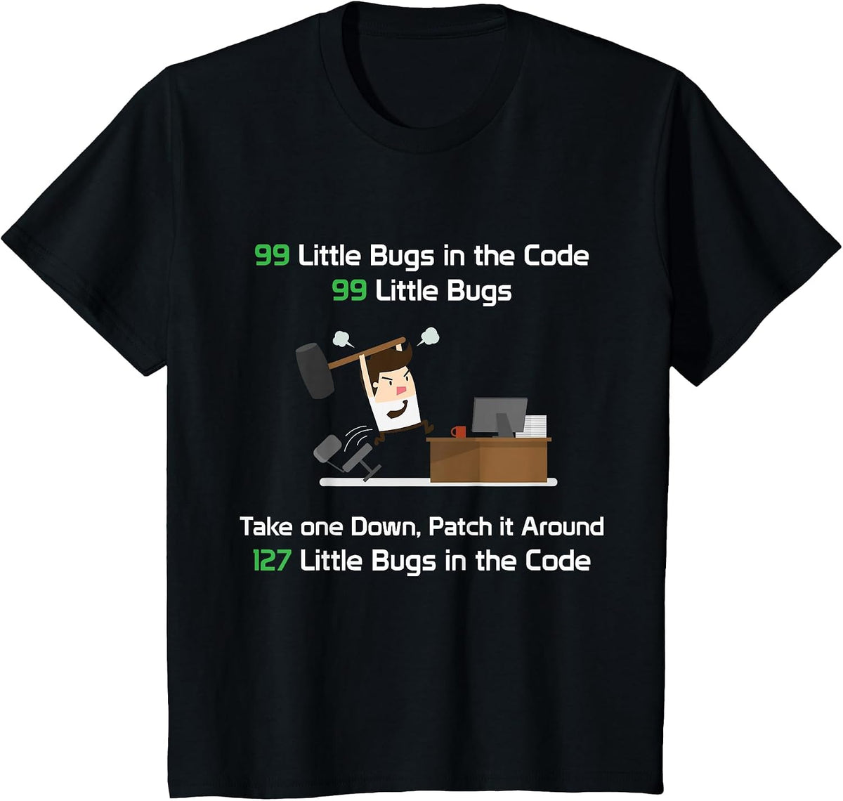Mighty Oak: 99 Little Bugs in the Code Programmer T-Shirt T-Shirt - Black
