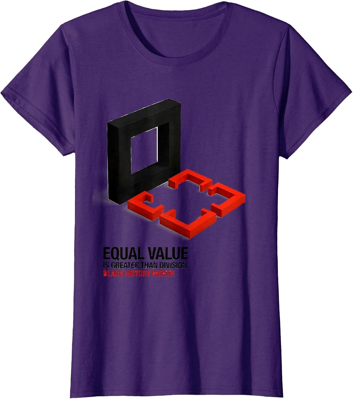Women's Equal Value Is Greater Than Division — Black History Month T-Shirt - Purple