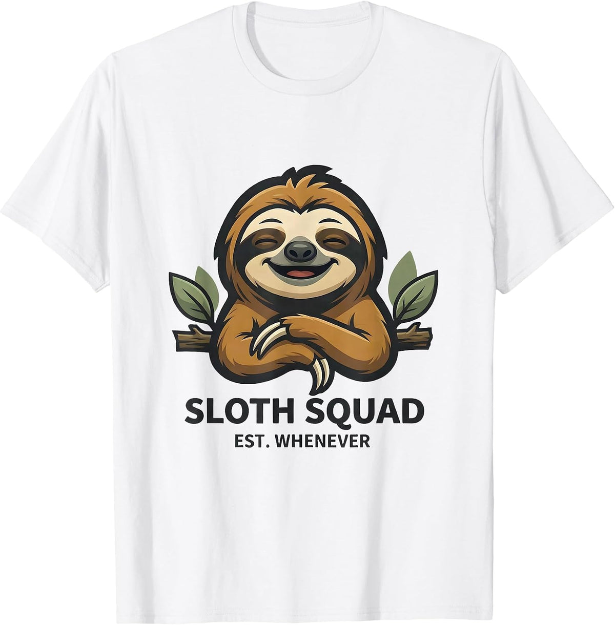 Men's Sloth Squad Est. Whenever Funny Sloth Lover Gift T-Shirt - White