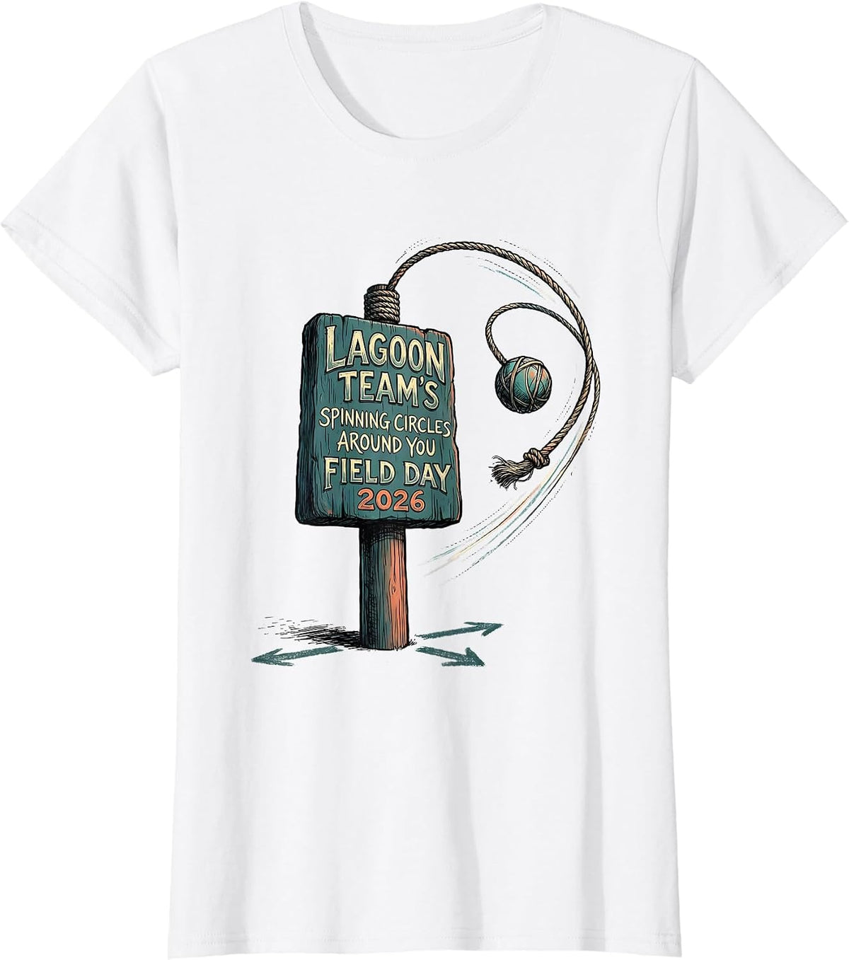 Lagoon Team's Spinning Circles Around You — Field Day 2026 T-Shirt - White