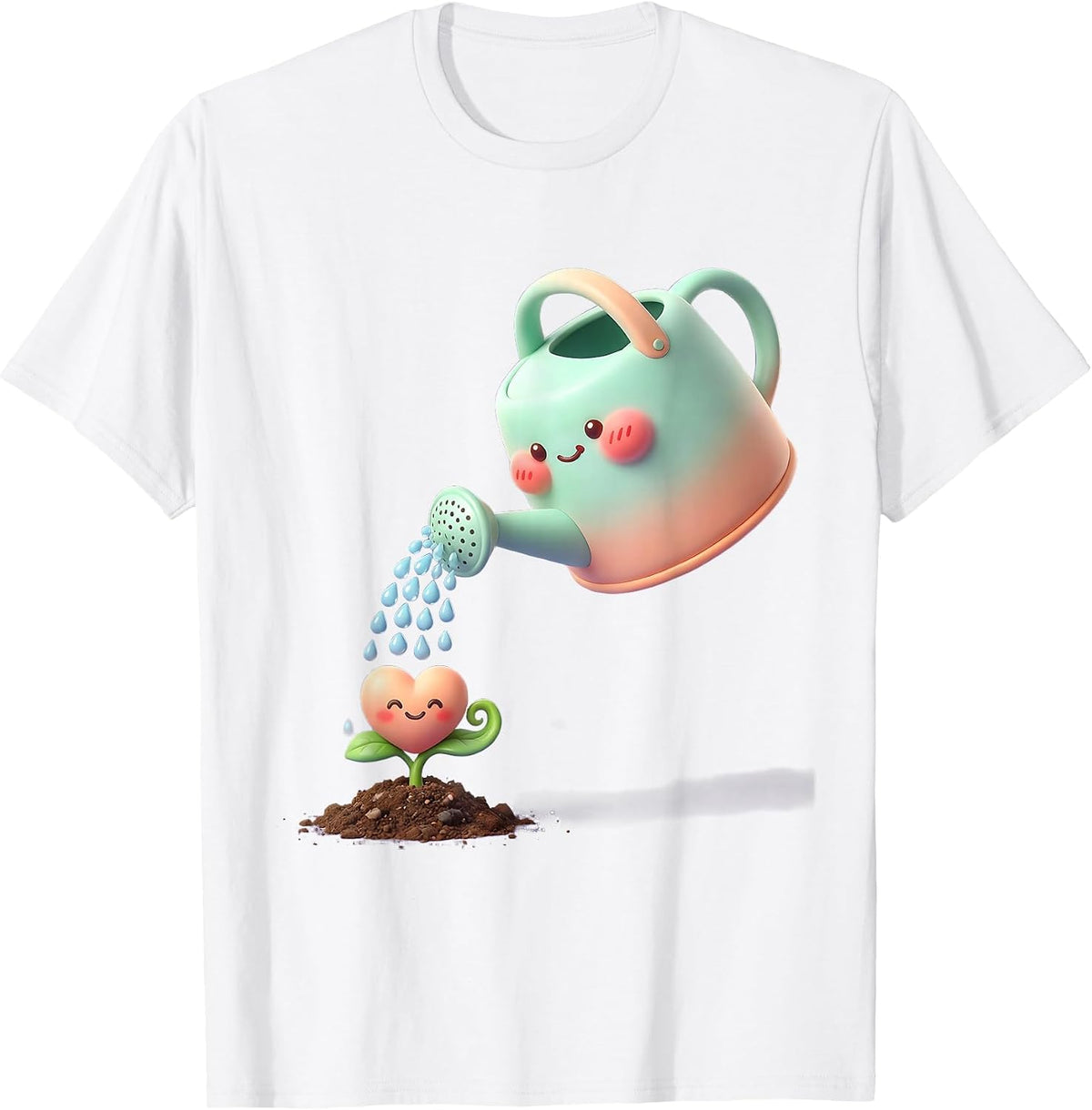 Men's Be Kind Watering Can Sprouting Heart Design T-Shirt - White