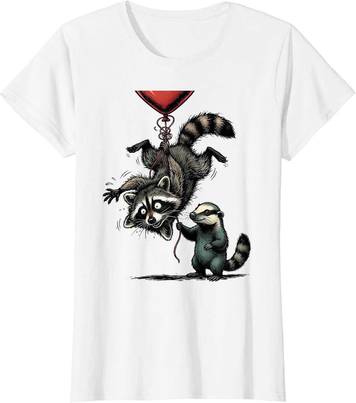 Women's Scruffy Raccoon Opossum Funny Valentine Gift T-Shirt - White