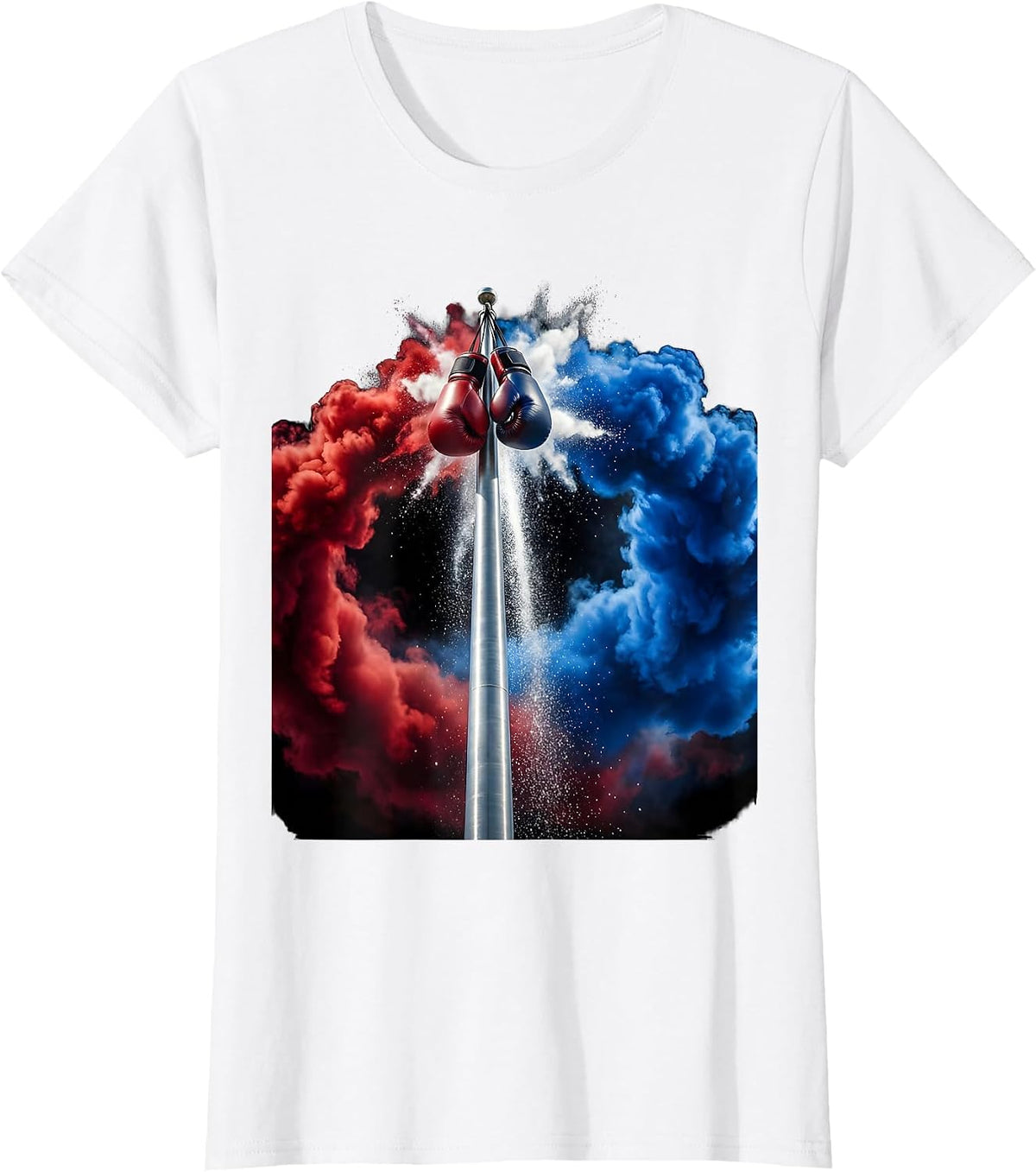 Trump Boxing Gloves American Flag Pole Graphic T-Shirt - White