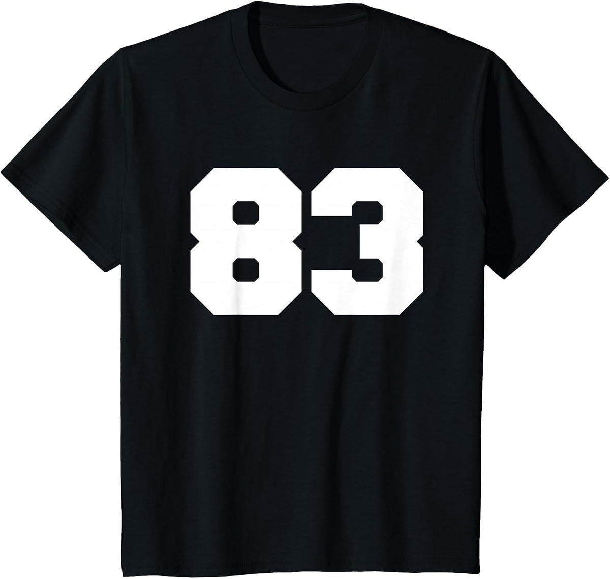 Number 83 Sports Jersey Player #83 Fan Front Print Varsity T-Shirt - Black