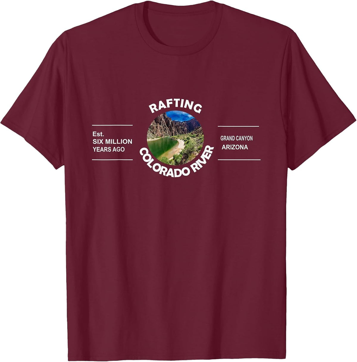 Rafting Colorado River Grand Canyon Arizona T-Shirt - Burgundy
