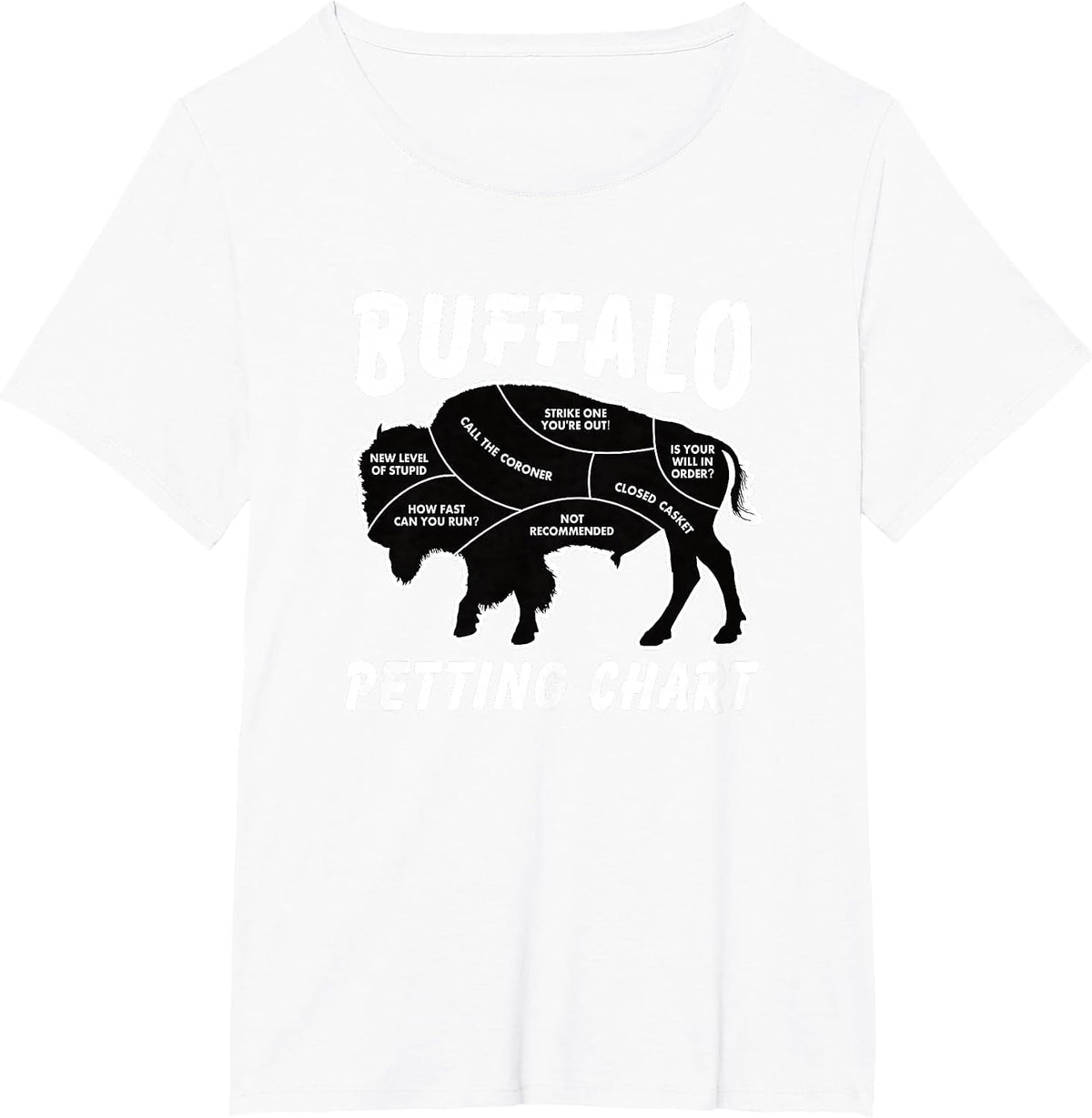 Buffalo Wildlife Petting Chart for Bison Lovers T-Shirt - White