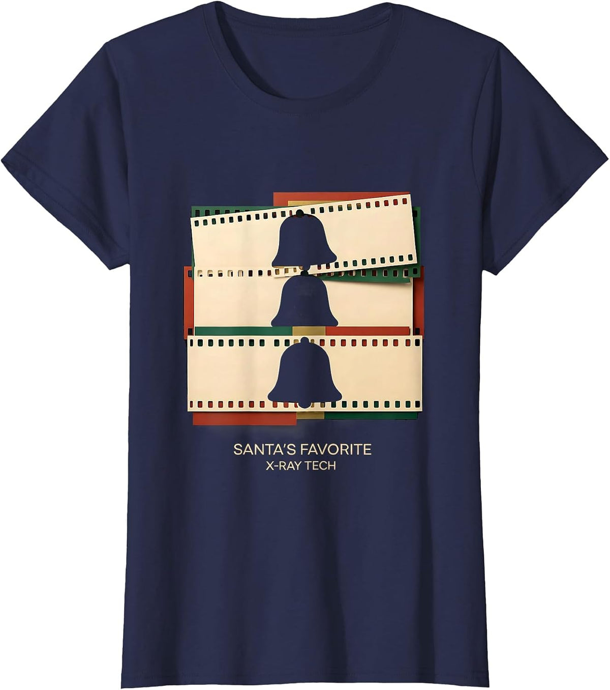 Women's Santa's Favorite X-Ray Tech Funny Radiology Tech Christmas T-Shirt - Navy Blue