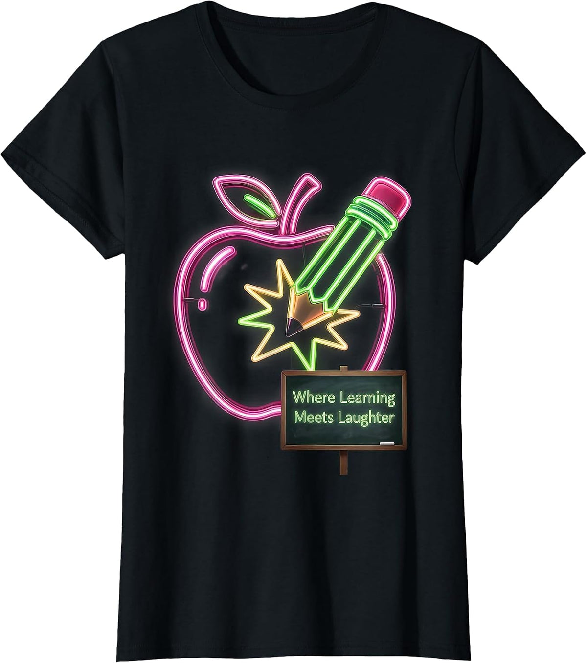 2nd Grade Teacher Where Learning Meets Laughter T-Shirt - Black