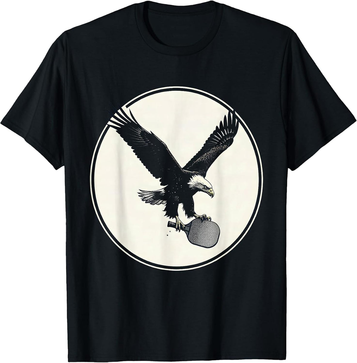Men's Eagle Diving with Pickleball Graphic Tee T-Shirt - Black