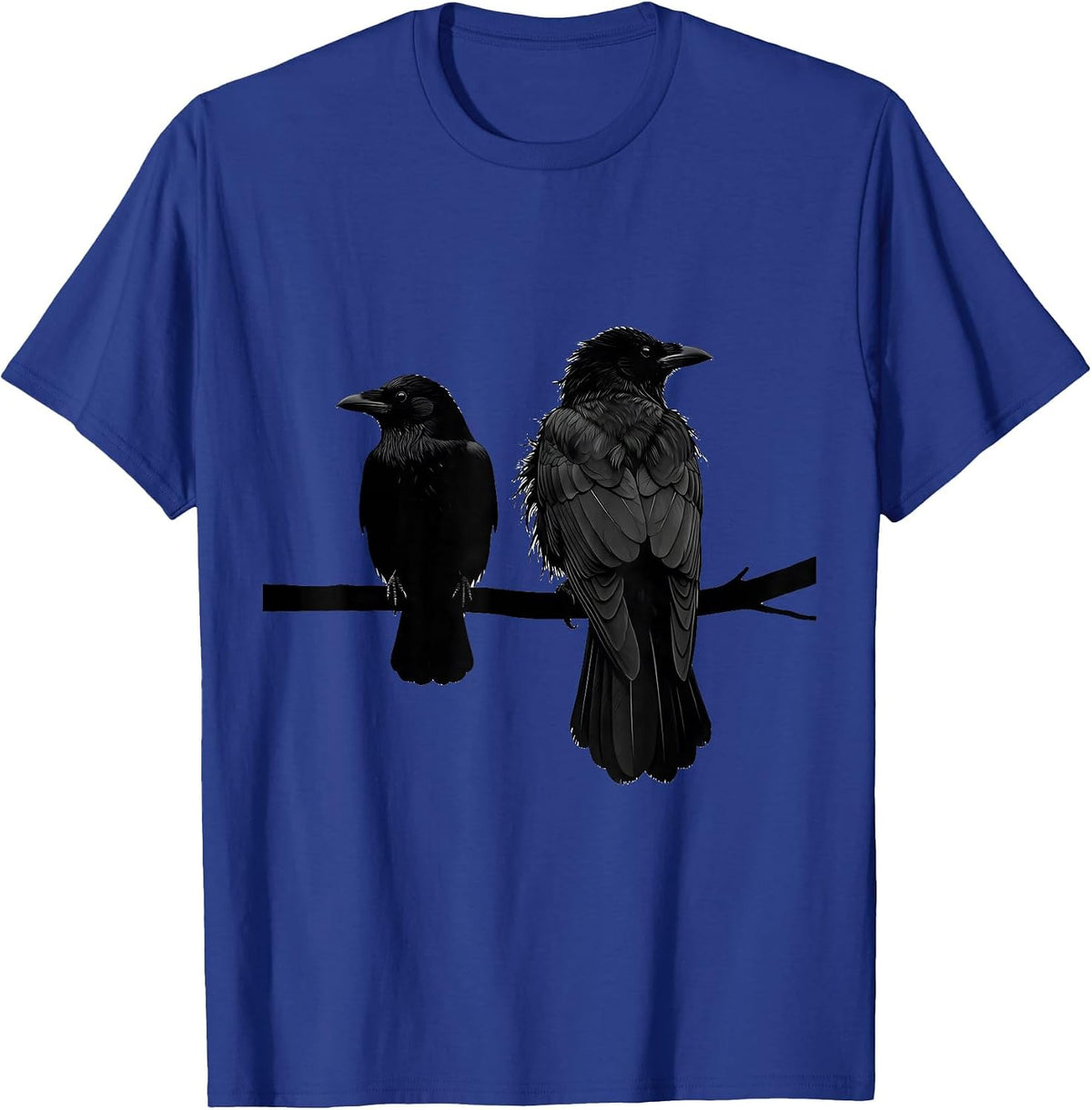 Men's Two Black Birds Perched Minimalist Bird Lover Gift T-Shirt - Royal Blue