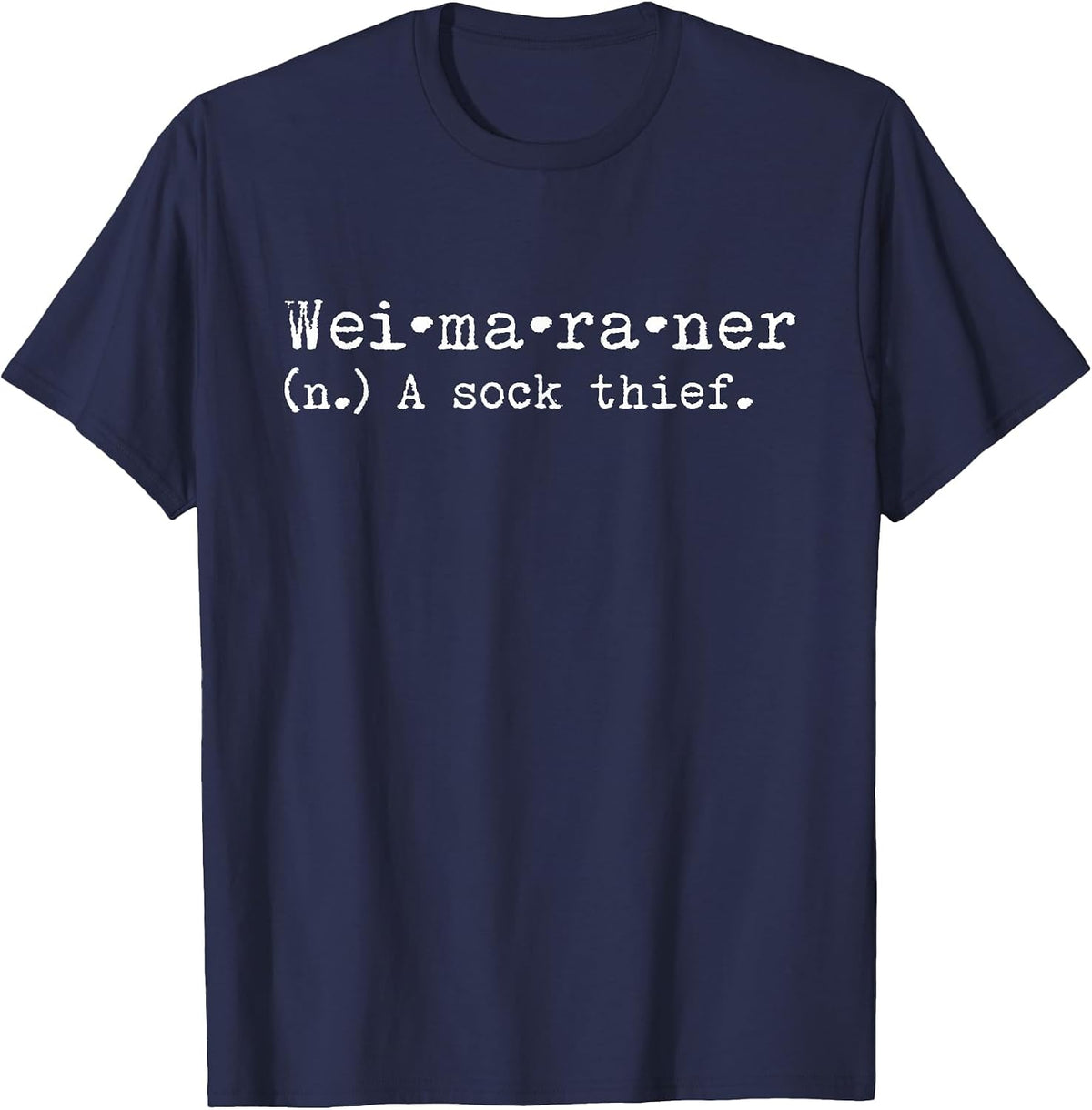 A Sock Thief Weimaraner Dog T-Shirt - Navy Blue