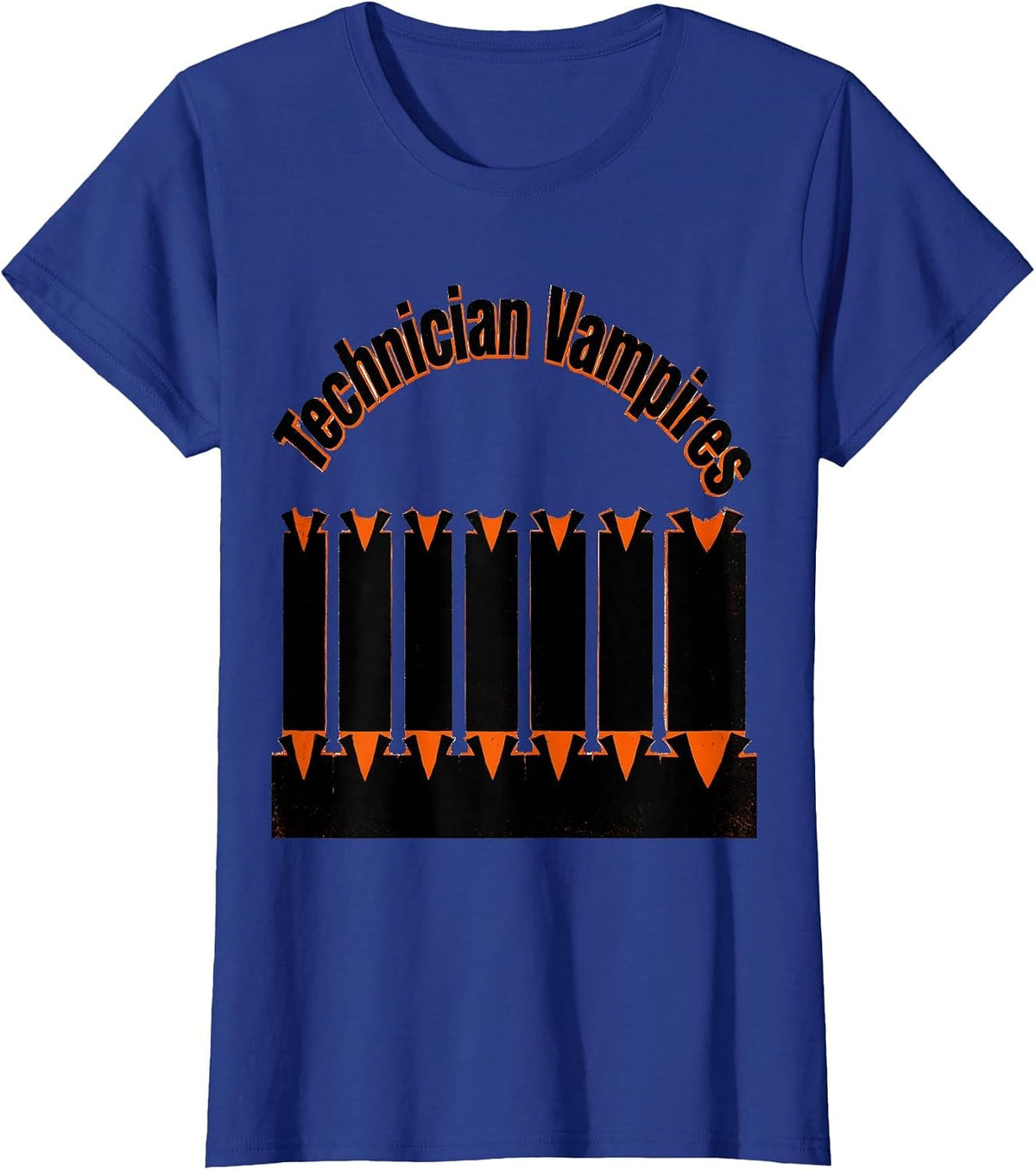 Women's Technician Vampires Brutalist Graphic Pharmacy Tech T-Shirt - Royal Blue