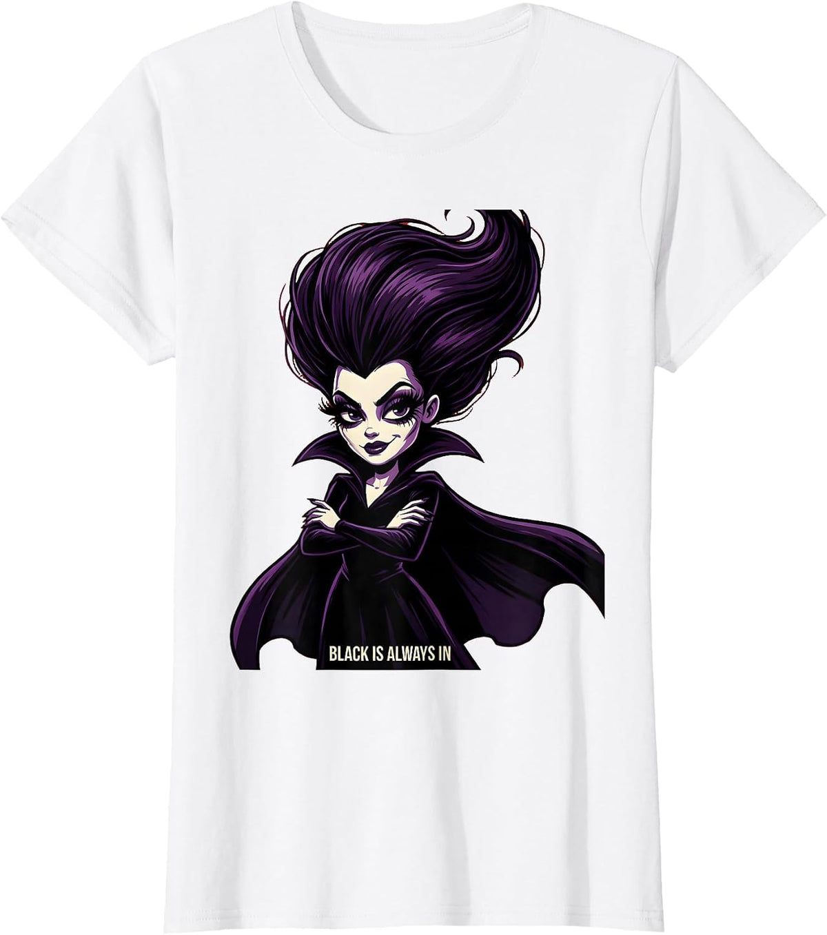 Black Is Always In Dark Gothic Style Design T-Shirt - White
