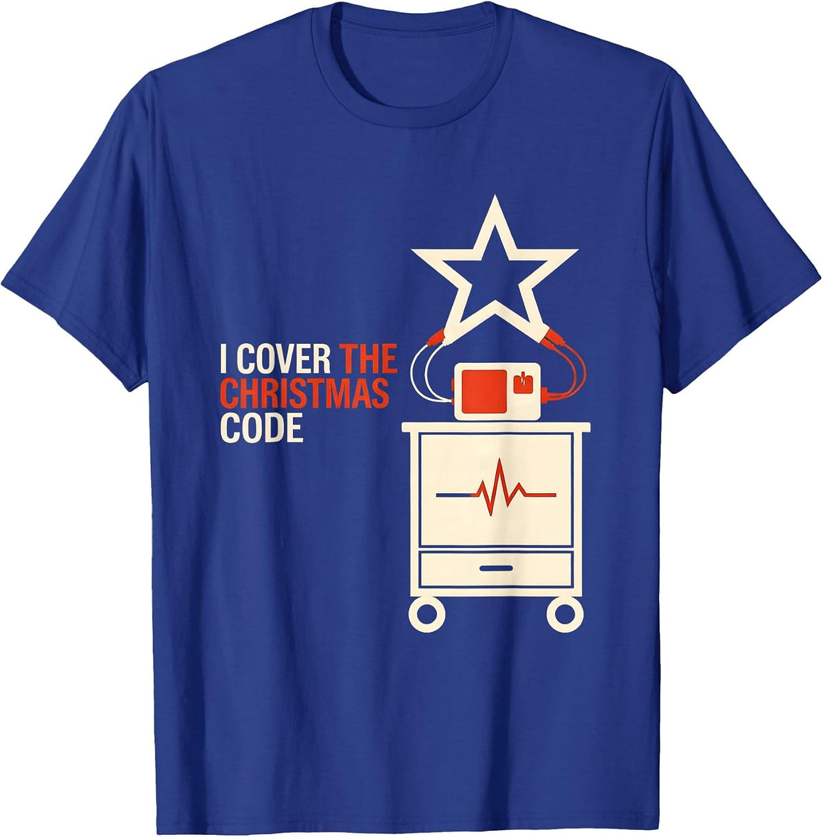 Men's I Cover The Christmas Code Funny Nurse ICU ER CVICU Cardiac T-Shirt - Royal Blue