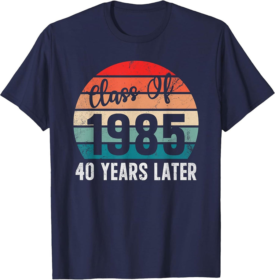 Vintage Class of 1985 85 Reunion High School College Alumni T-Shirt - Navy Blue