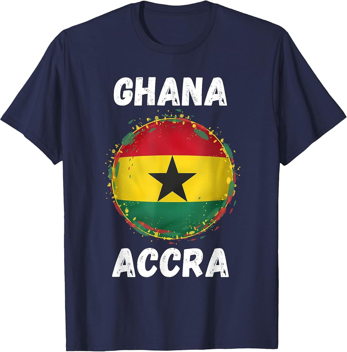 Accra Ghana Retro Vintage Ghanaian Flag Souvenirs T-Shirt - Navy Blue