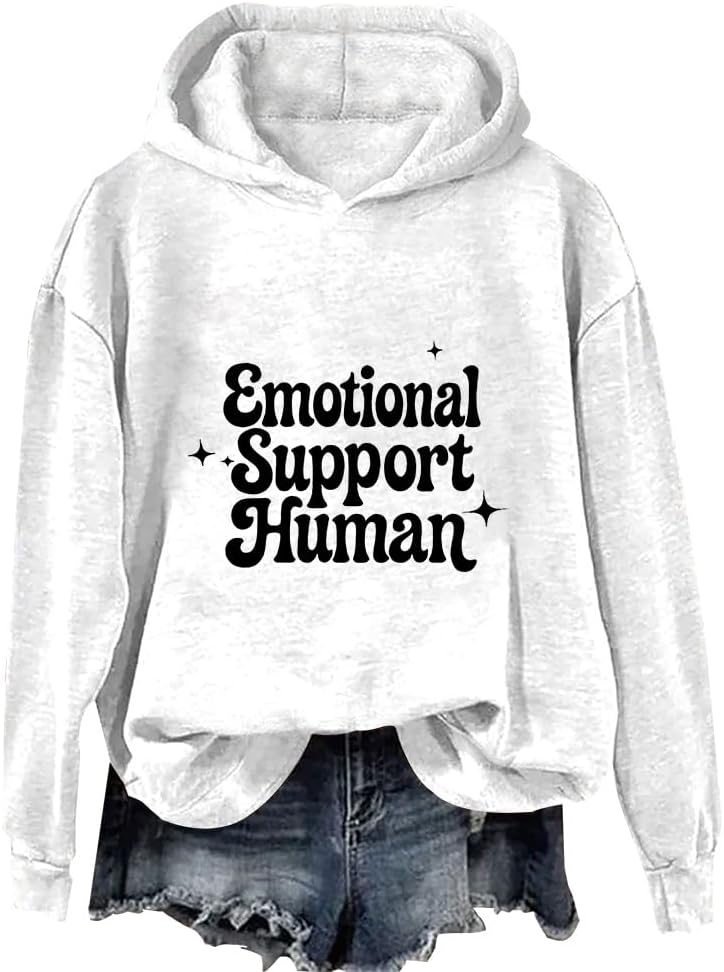 Emotional Support Human Sweatshirt Funny Counselor Sweater Unisex - White