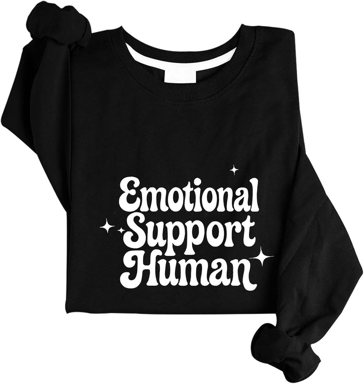 Emotional Support Human Sweatshirt Funny Counselor Sweater Unisex - Black-crew