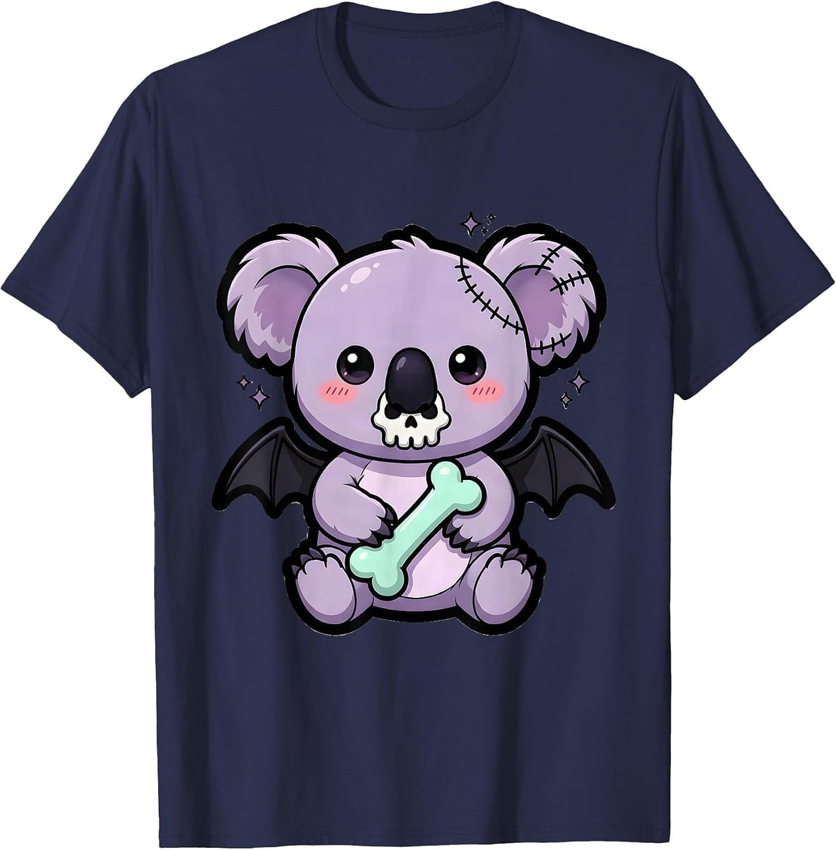Men's Chibi Koala Pastel Goth Kawaii Creepy-Cute T-Shirt - Navy Blue