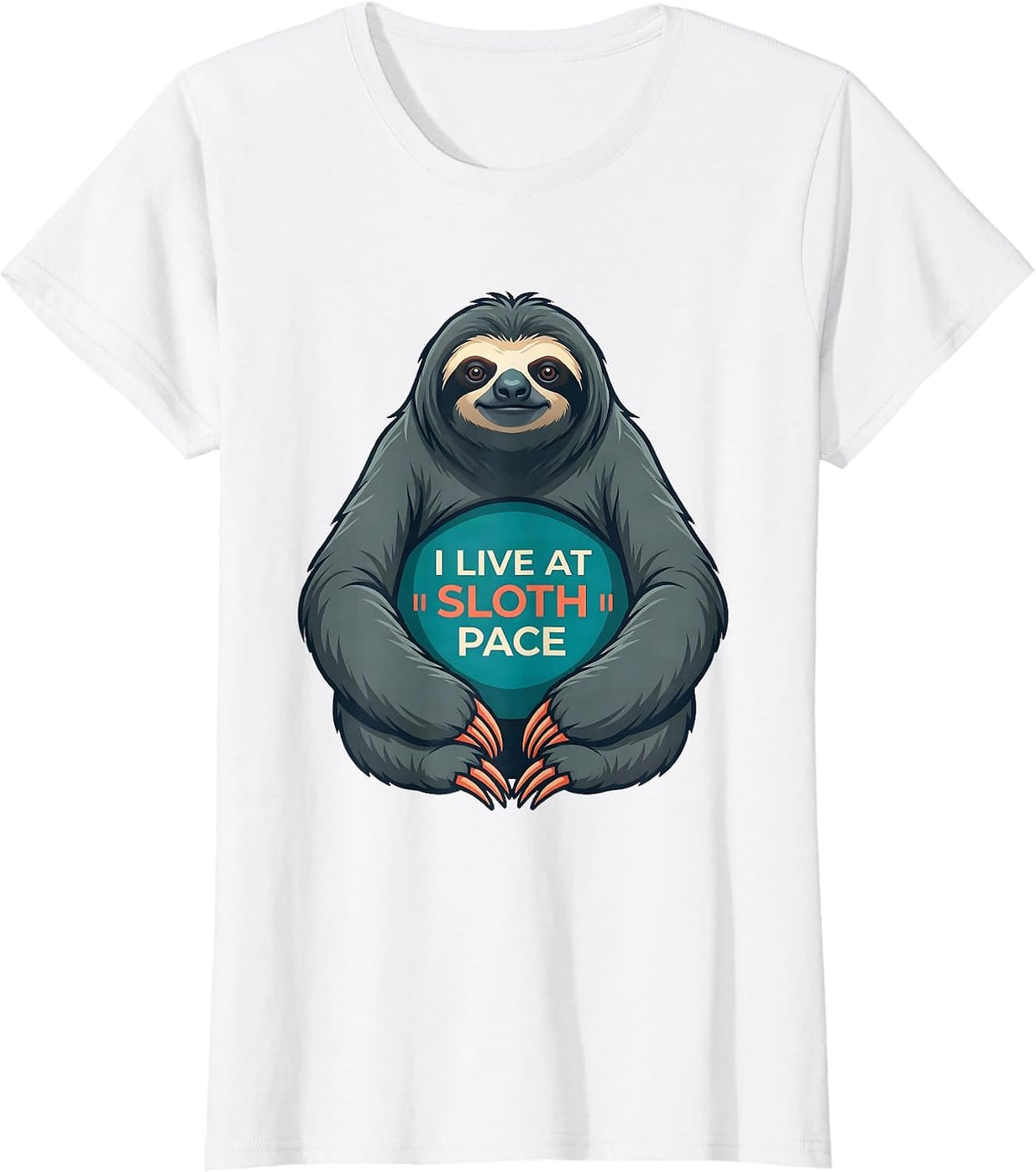 I Live At Sloth Pace Funny Sloth Lover Humor Novelty T-Shirt - White