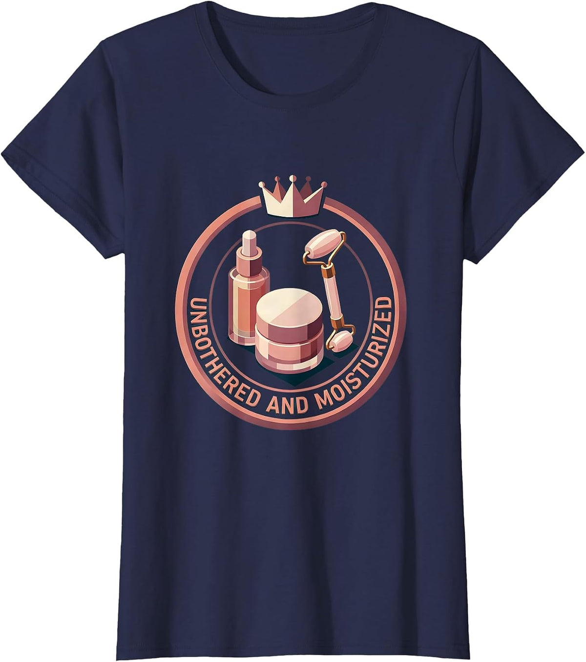 Women's Unbothered and Moisturized Novelty Design T-Shirt - Navy Blue