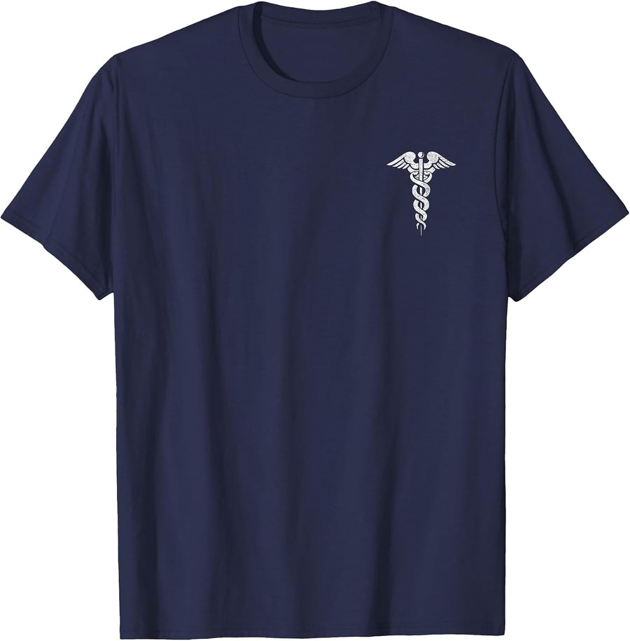 Caduceus Symbol Hospital Doctor Medicine RN NP NA Hospital T-Shirt - Navy Blue