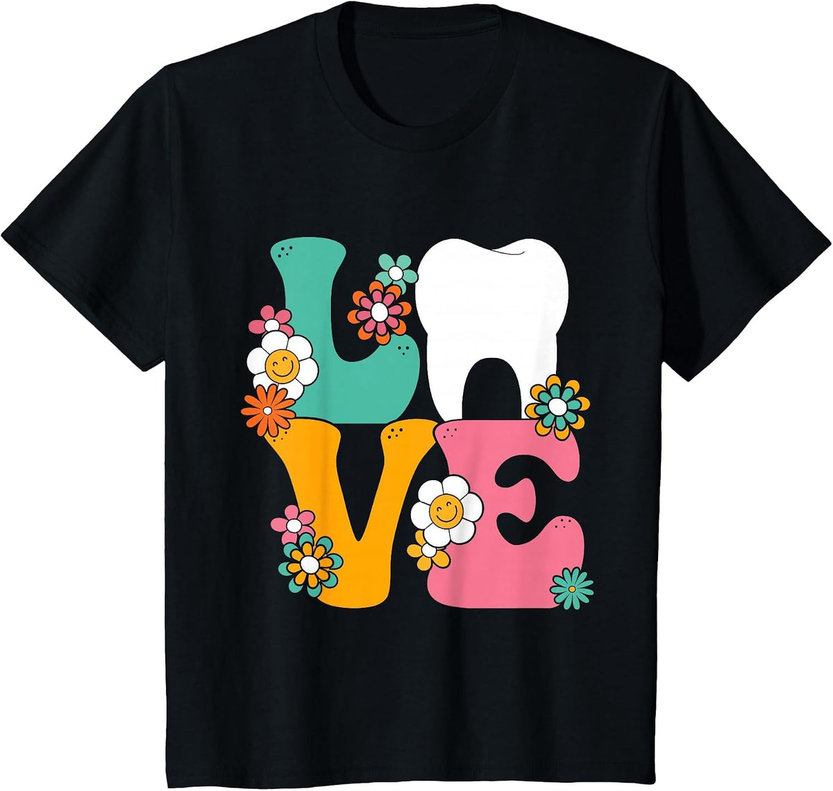 Dental Hygienist Love Tooth Dental Assistant Dentist T-Shirt - Black