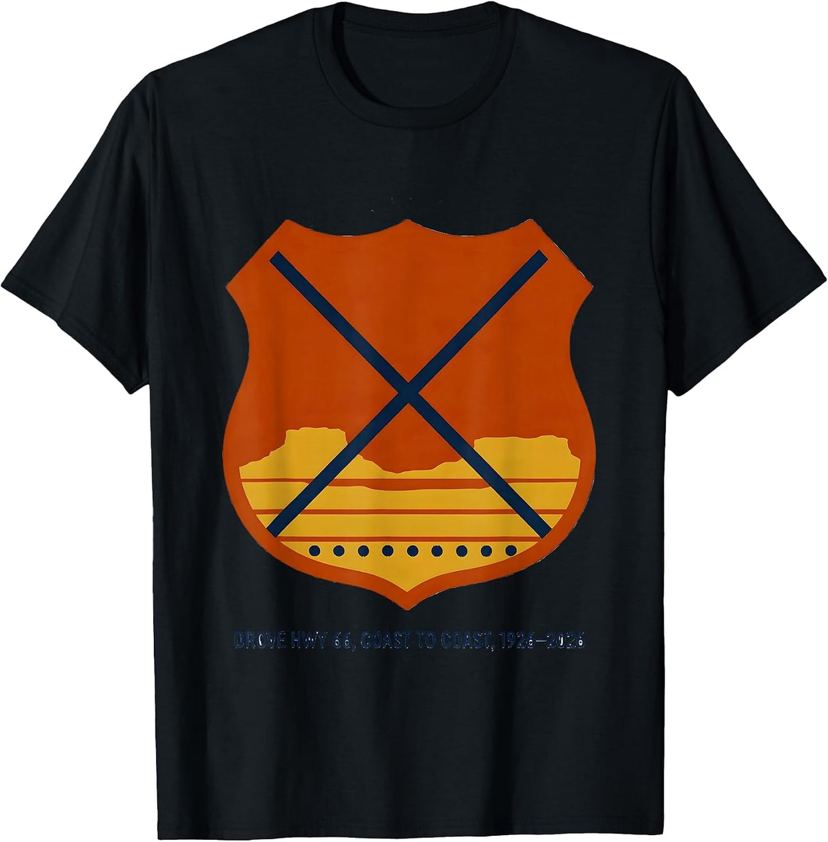 Men's Drove Hwy 66, Coast To Coast, 1926-2026 Vintage T-Shirt - Black