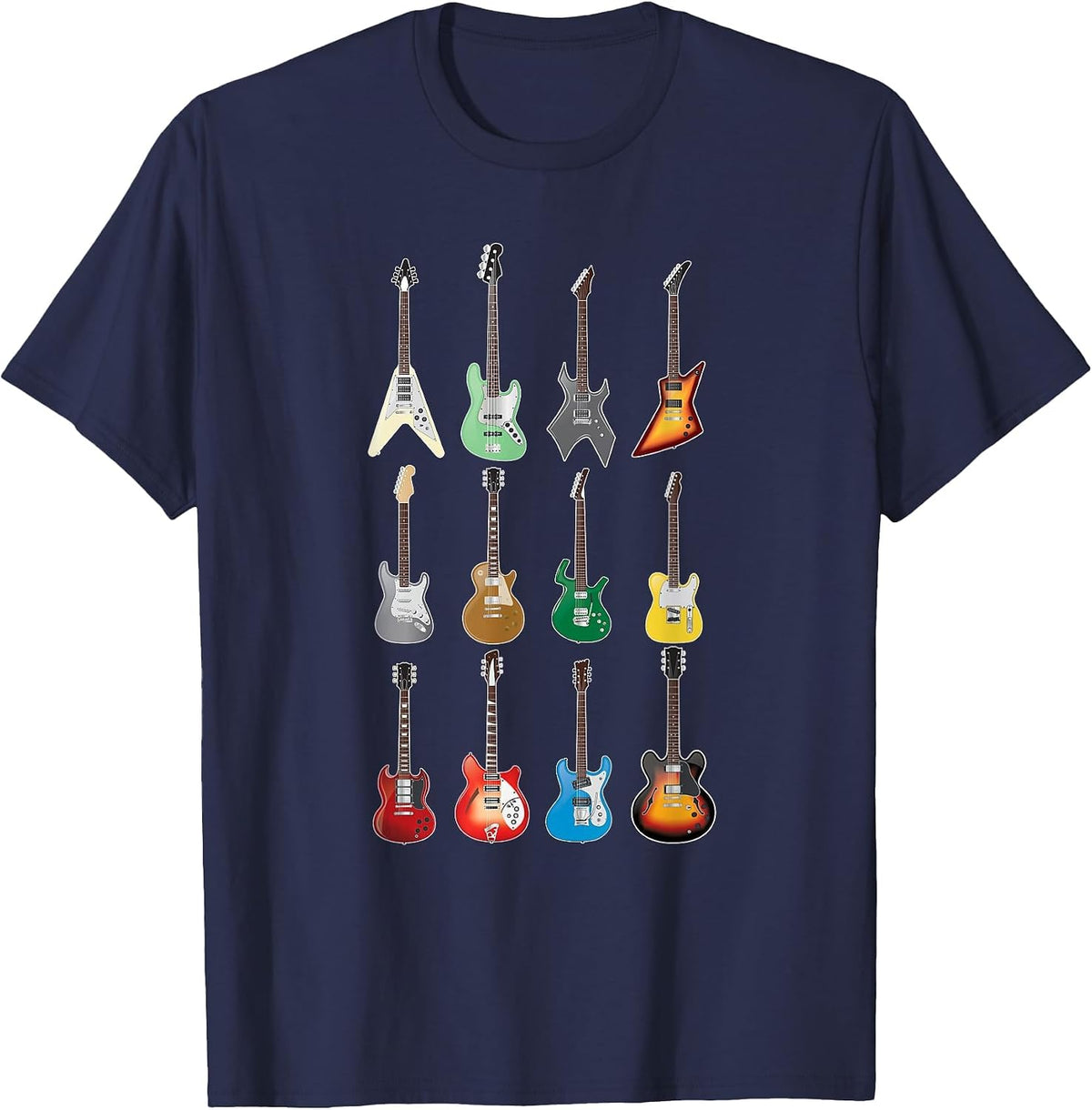 Electric Guitarist T-Shirt - Vintage Guitar Collection 2 T-Shirt - Navy Blue