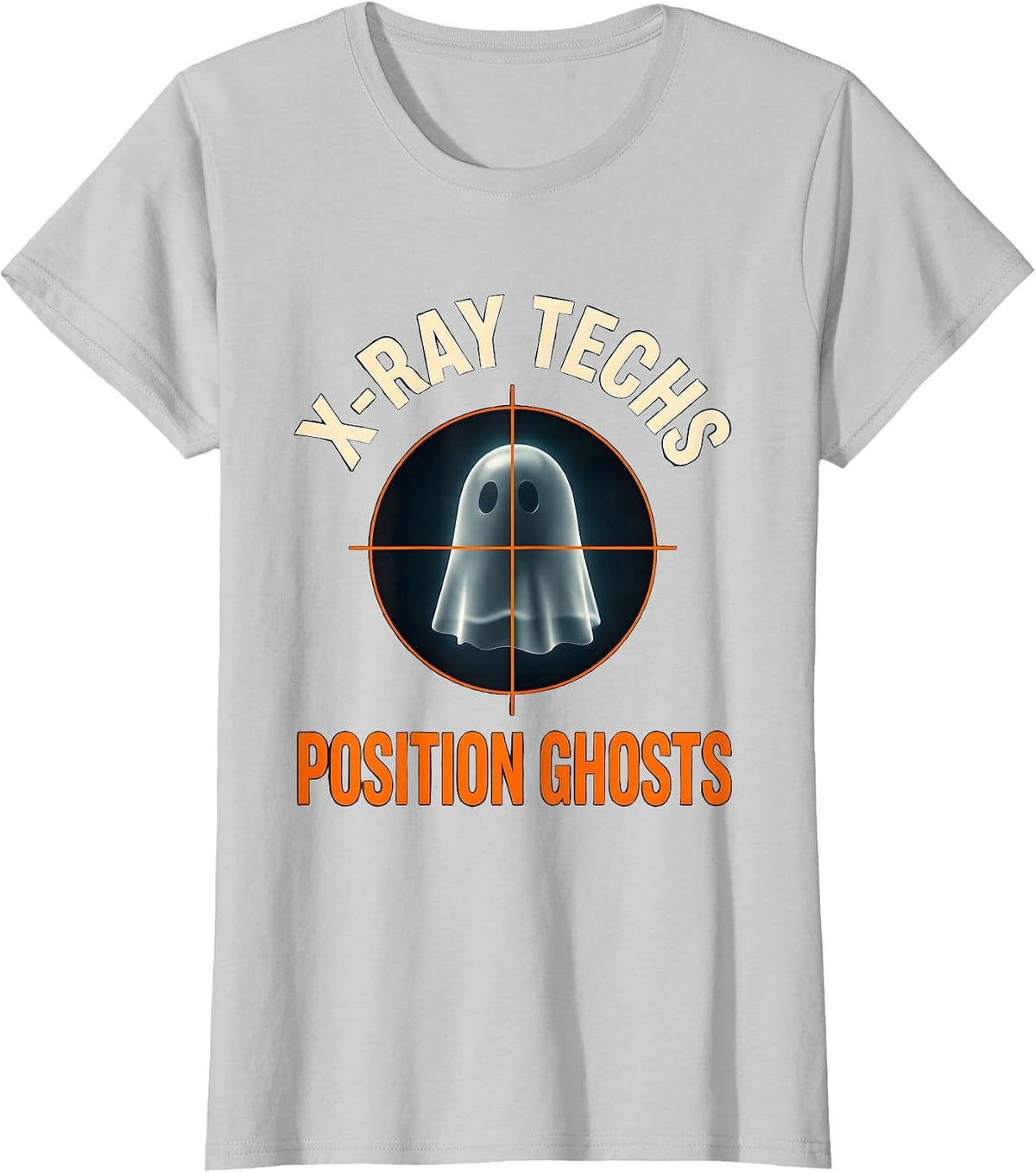 X-Ray Techs Position Ghosts Funny Radiology Tech Halloween T-Shirt - Silver Grey