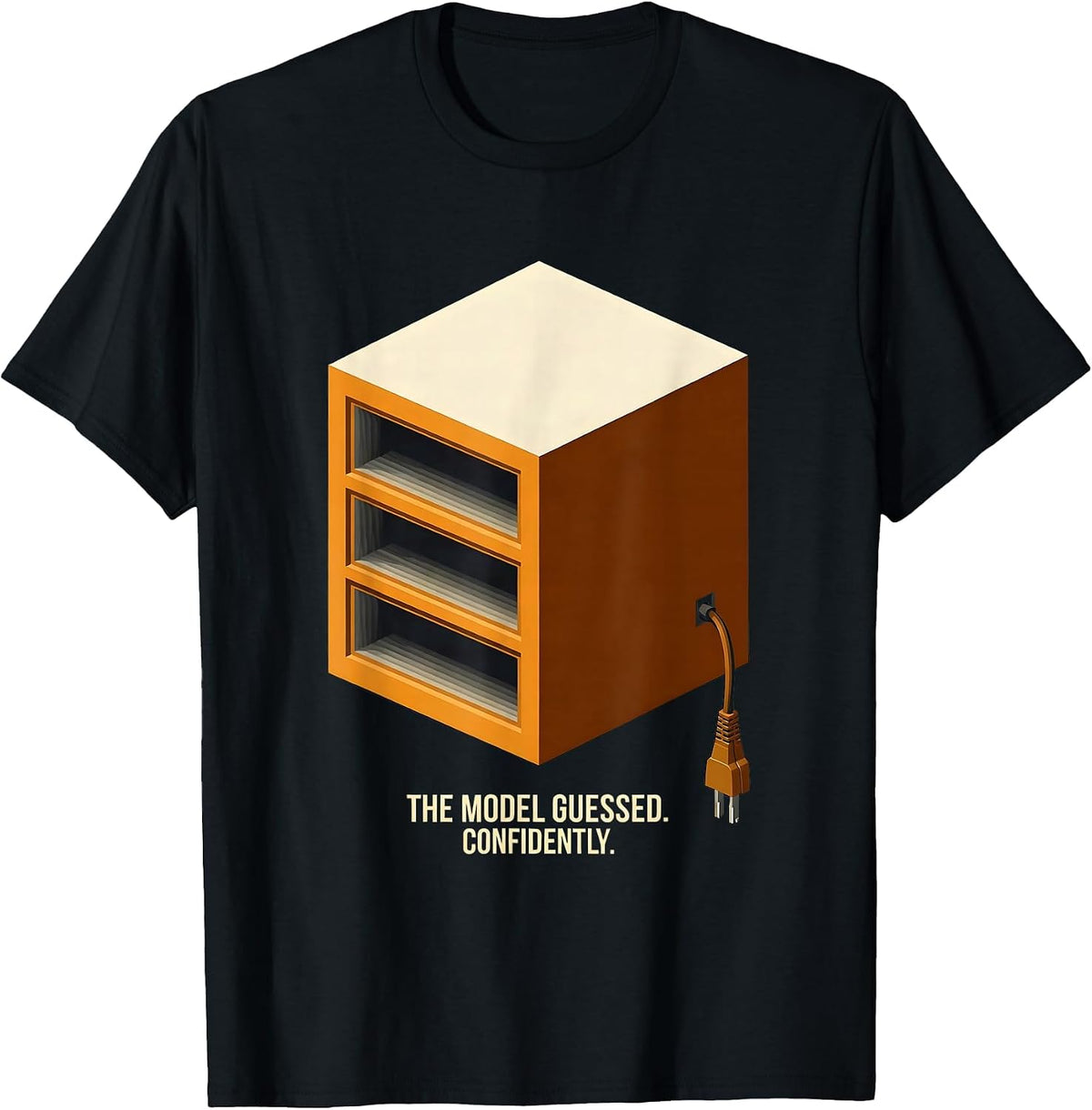 Men's The Model Guessed Confidently Funny Tech Support IT Humor T-Shirt - Black