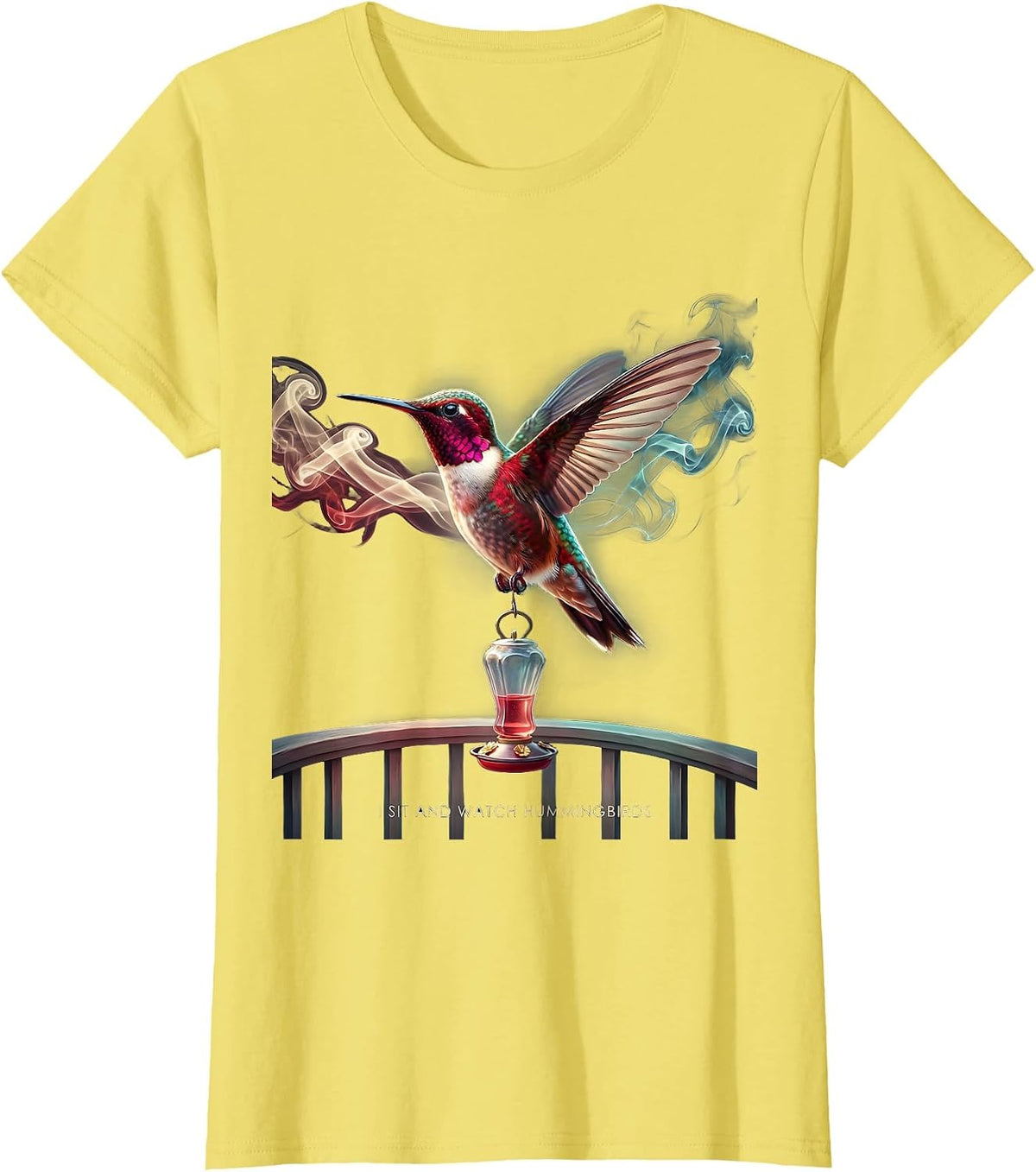 I Sit And Watch Hummingbirds Bird Lover Birdwatcher Nature T-Shirt - Lemon Yellow